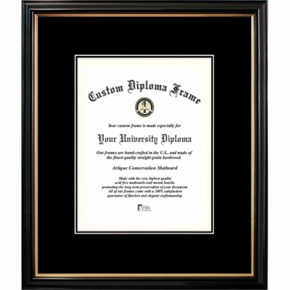 Campus Images PBGTBB01810 8 x 10 in. Petite Certificate Frame with Double Black Mats, Black Gold Trim