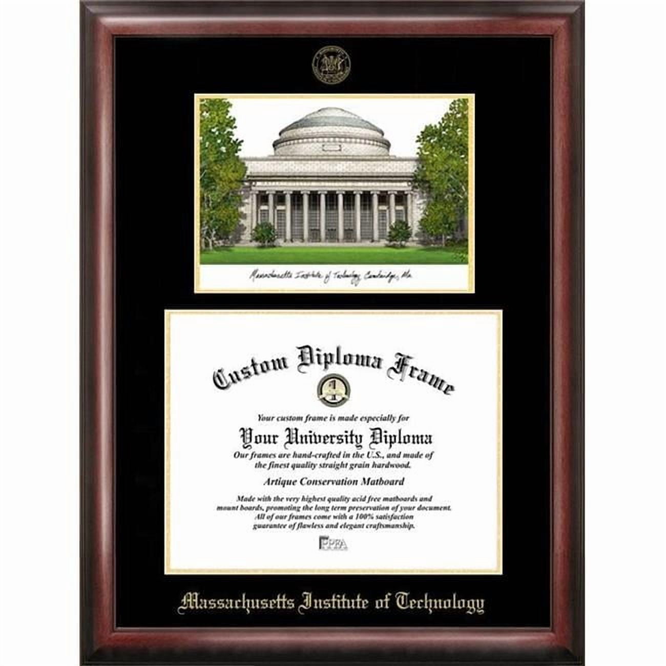 Campus Images MA991LGED-1175925 9.25 x 11.75 in. Massachusetts Institute of Technology Gold Embossed Diploma Satin Mahogany Frame with Lithograph