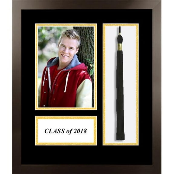 Campus Images ACFMESBG18 2018 Academic Espresso Photo Frame, Black & Gold Matting with Tassel Opening 5 x 7 in. Photo Opening