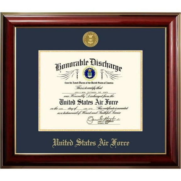 Campus Images AFDCL001 8.5 x 11 in. Patriot Frames Air Force Discharge Classic Mahogany Frame with Gold Medallion