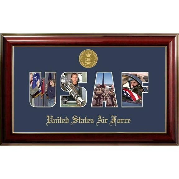 Campus Images AFSSCL001S 8 x 20 in. Patriot Frames Air Force Collage Mahogany Photo Classic Frame with Gold Medallion