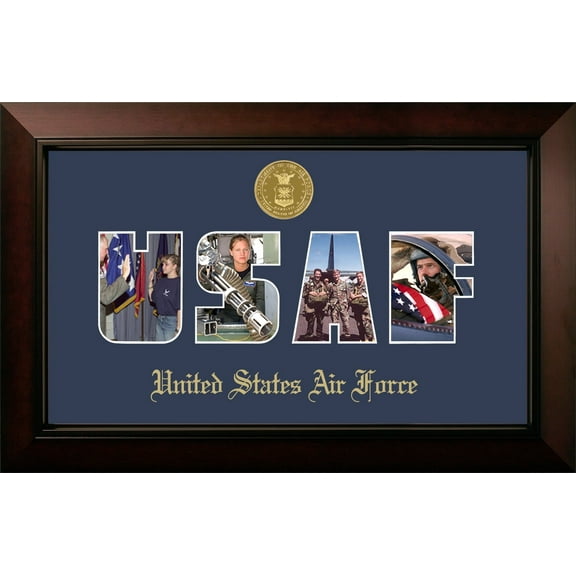 Campus Images AFSSLG001S 8 x 20 in. Patriot Frames Air Force Collage Black Cherry Photo Legacy Frame with Gold Medallion