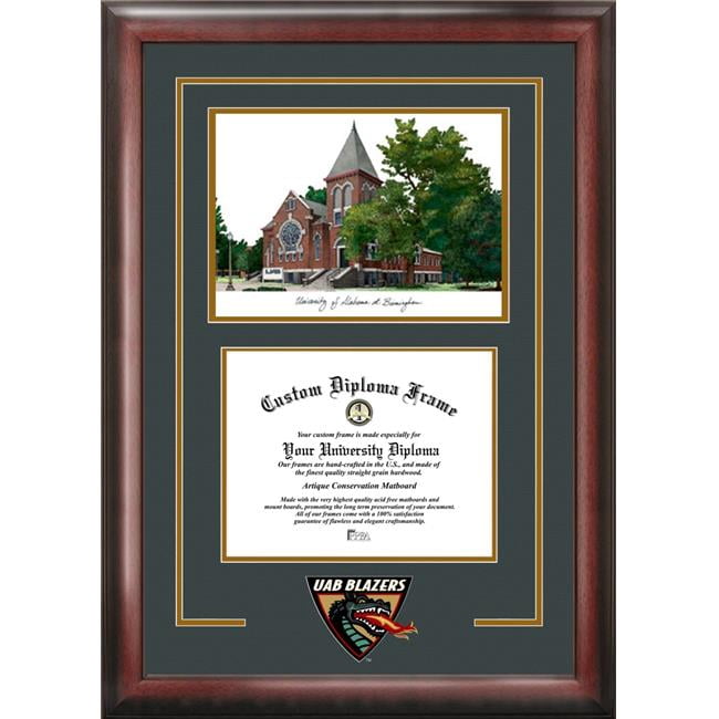 Campus Images AL995SG-1185 8.5 x 11 in. University of Alabama, Birmingham Spirit Graduate Diploma Satin Mahogany Frame with Lithograph