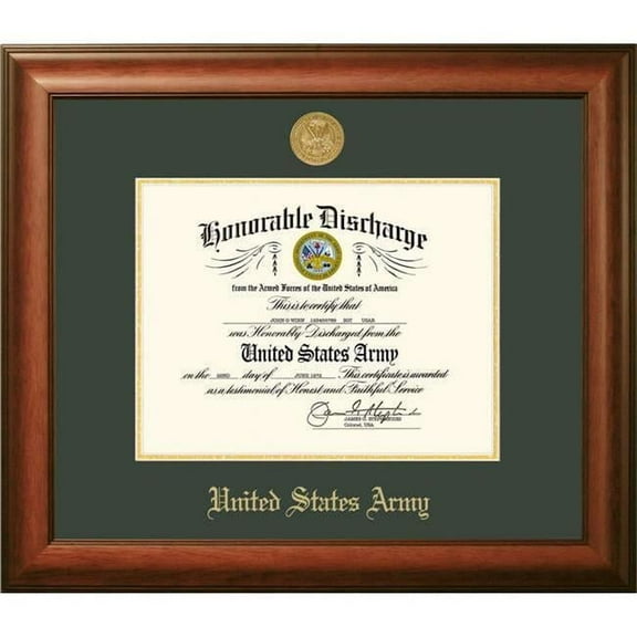Patriot Frame's Army 8.5x11 Discharge Walnut Frame Gold Medallion