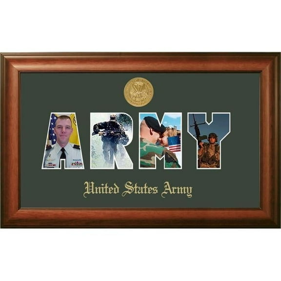 Campus Images ARSSW002S Patriot Frames Army Collage Photo Satin Walnut Frame with Gold Medallion
