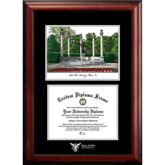 Campus Images  Ball State University Silver Embossed Diploma Frame - 10 x 8 in. - Satin Mahogany