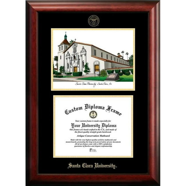 Campus Images CA930LGED-108 8 x 10 in. Santa Clara University Gold Embossed Diploma Satin Mahogany Frame with Lithograph