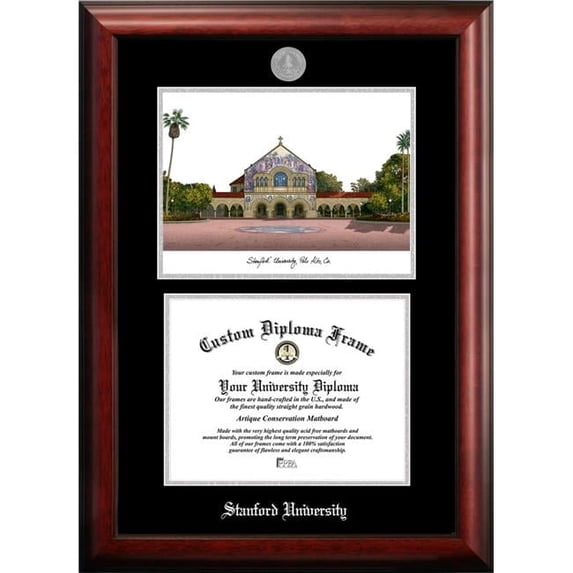 Campus Images CA932LSED-1185 11 x 8.5 in. Stanford University Silver Embossed Diploma Frame with Lithograph