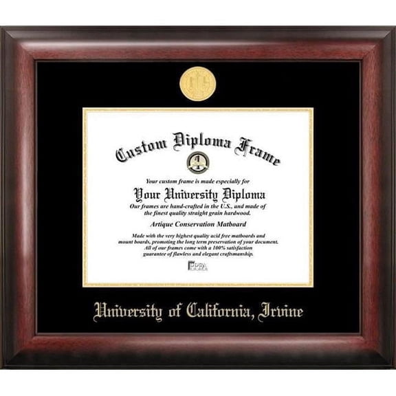 Campus Images CA933GED-1185 8.5 x 11 in. University of California, Irvine Gold Embossed Diploma Satin Mahogany Frame