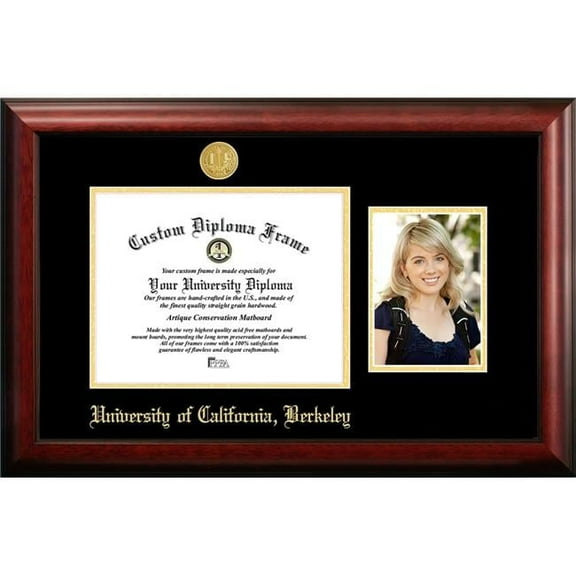 Campus Images CA945PGED-1185 8.5 x 11 in. University of California, Berkeley Gold Embossed Diploma Satin Mahogany Frame with 5 x 7 in. Portrait