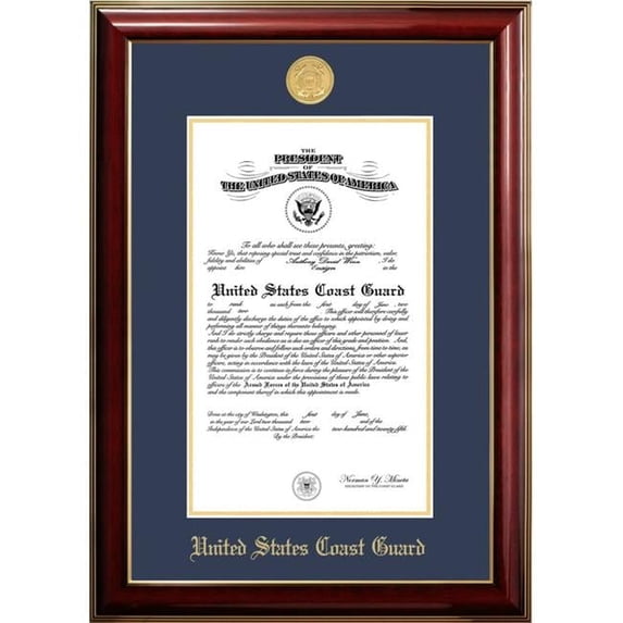 Campus Images CGCCL00111x14 11 x 14 in. Patriot Frames Coast Guard Certificate Classic Mahogany Frame with Gold Medallion