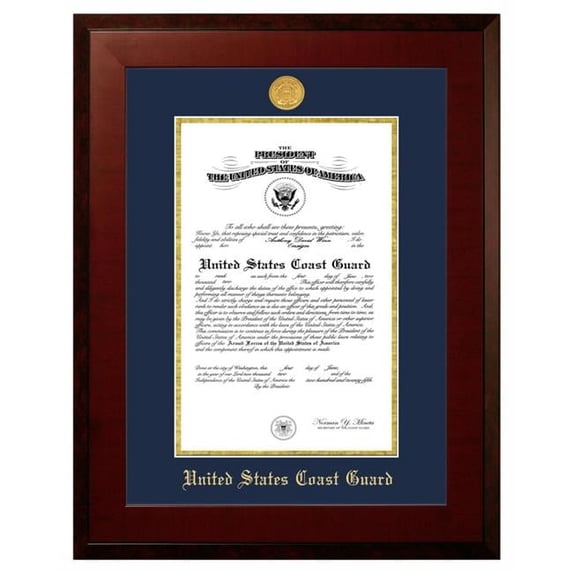 Patriot Frame's Coast Guard 11x14 Certificate Honors Frame with Gold Medallion
