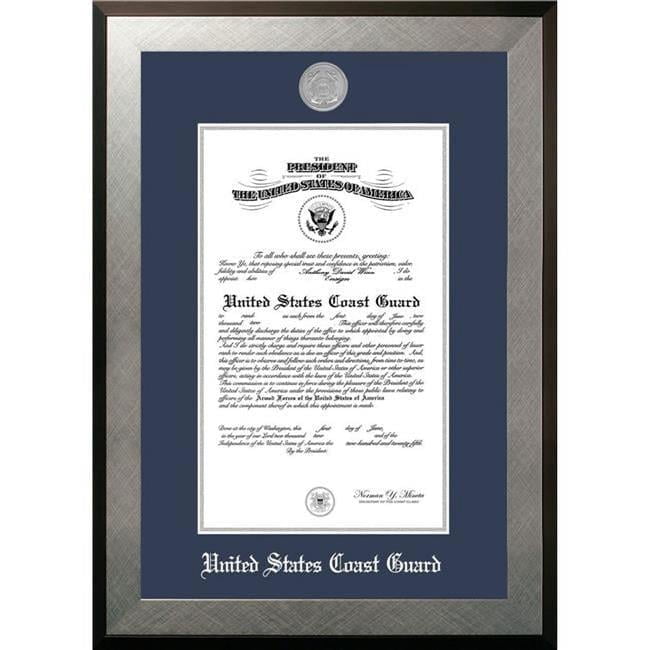 Campus Images CGCHO00211x14 11 x 14 in. Patriot Frames Coast Guard Certificate Honors Silver Frame with Silver Medallion