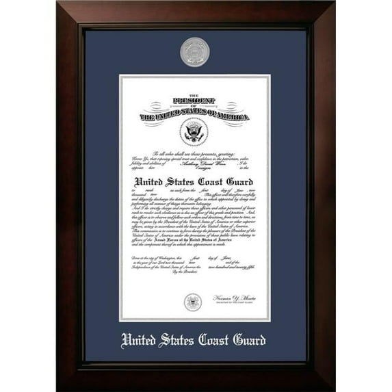 Campus Images CGCLG0028.5x11 8.5 x 11 in. Patriot Frames Coast Guard Certificate Legacy Black Cherry Frame with Silver Medallion