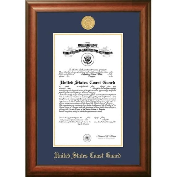 Campus Images CGCSW002 10 x 14 in. Patriot Frames Coast Guard Certificate Satin Walnut Frame with Gold Medallion