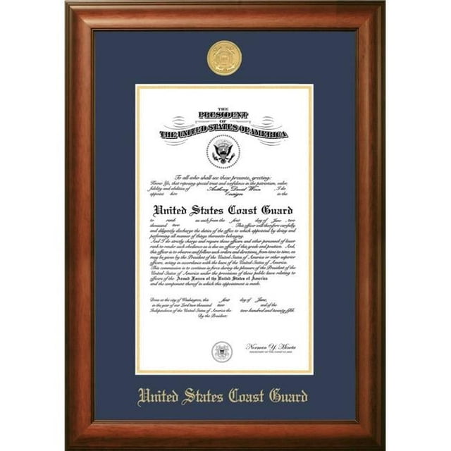 Campus Images CGCSW0028.5x11 8.5 x 11 in. Patriot Frames Coast Guard Certificate Satin Walnut Frame with Gold Medallion
