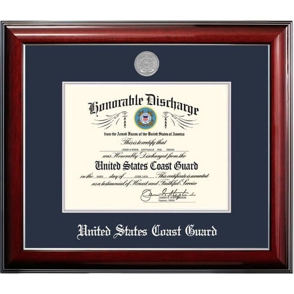 Patriot Frame's Coast Guard 8.5x11 Discharge Classic Frame with Silver Medallion