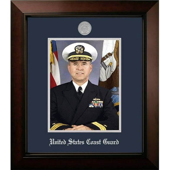 Campus Images CGPLG002 8 x 10 in. Patriot Frames Coast Guard Portrait Legacy Black Cherry Frame with Silver Medallion