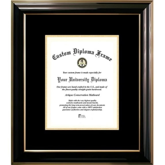 Campus Images CMBS001810 8 x 10 in. Classic Certificate Frame with Black & Gold Mats, Black