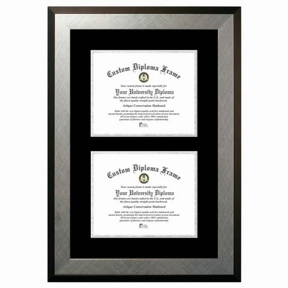 Campus Images HSBS001DD-810 8 x 10 in. Double Degree Honors Silver Certificate Frame with Black & Silver Mats