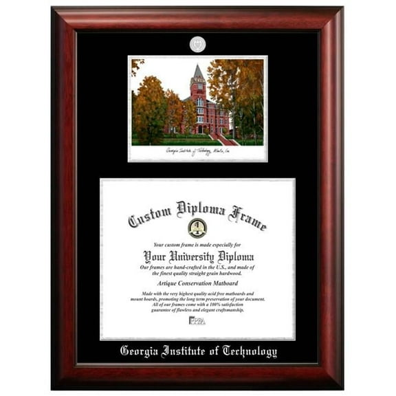 Campus Images GA974LSED-1714 17 x 14 in. Georgia Institute of Technology Silver Embossed Diploma Frame with Lithograph