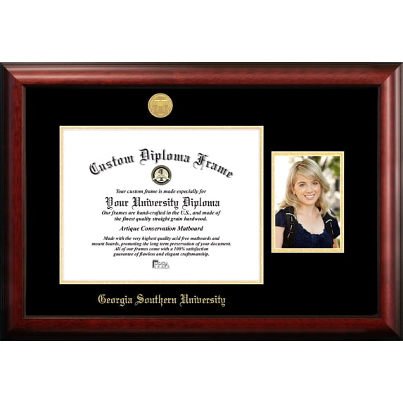 Campus Images GA975PGED-1512 12 x 15 in. Georgia Southern Gold Embossed Diploma Satin Mahogany Frame with 5 x 7 in. Portrait
