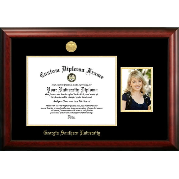 Campus Images GA975PGED-1512 12 x 15 in. Georgia Southern Gold Embossed Diploma Satin Mahogany Frame with 5 x 7 in. Portrait