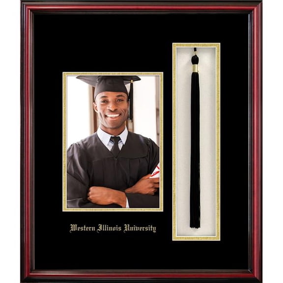 Campus Images IL9785x7PTPC 5 x 7 in. Western Illinois University Portrait Frame with Tassel Box Petite Cherry