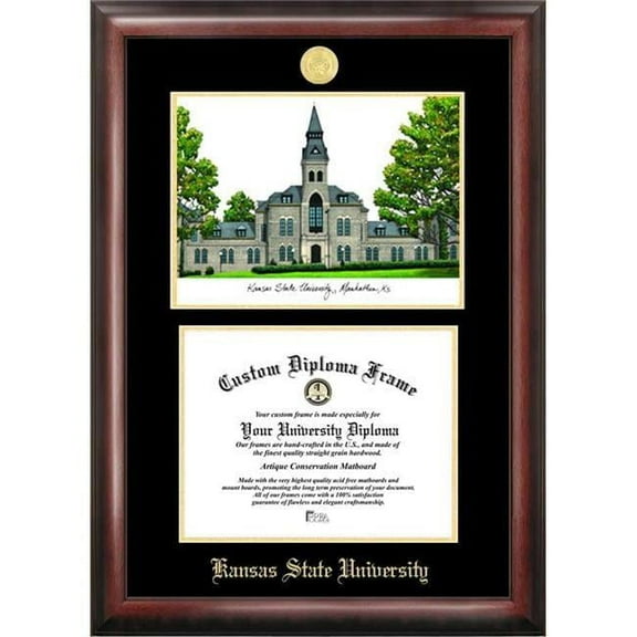 Campus Images KS998LGED-1185 8.5 x 11 in. Kansas State University Gold Embossed Diploma Satin Mahogany Frame with Lithograph