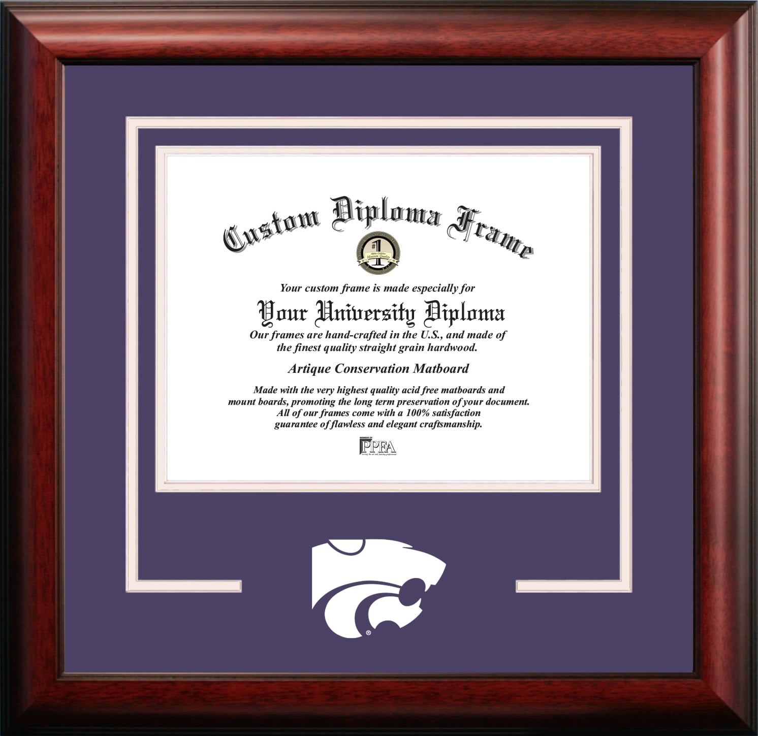 Campus Images KS998SD-1185 11 x 8.5 in. Kansas State Wildcats Spirit Diploma Frame - Satin Mahogany