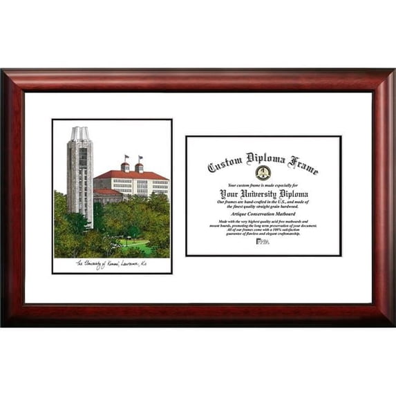 Campus Images KS999V-1185 11 x 8.5 in. University of Kansas Scholar Diploma Frame - Satin Mahogany