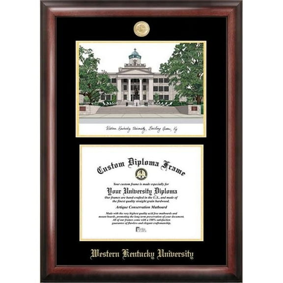 Campus Images KY996LGED-1185 8.5 x 11 in. Western Kentucky University Gold Embossed Diploma Satin Mahogany Frame with Lithograph