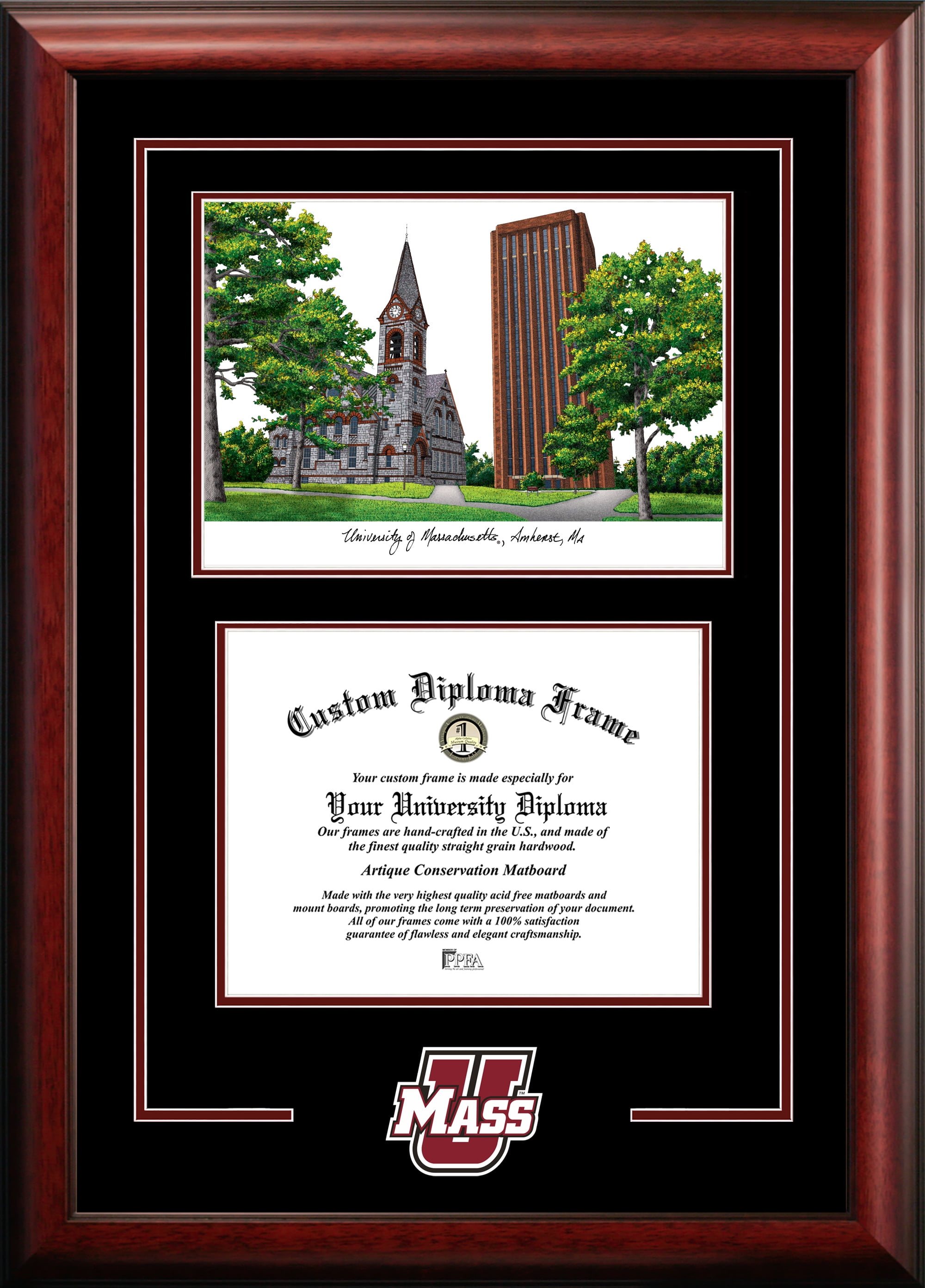 Campus Images MA990SG University of Massachusetts Spirit Graduate Frame with Campus Image