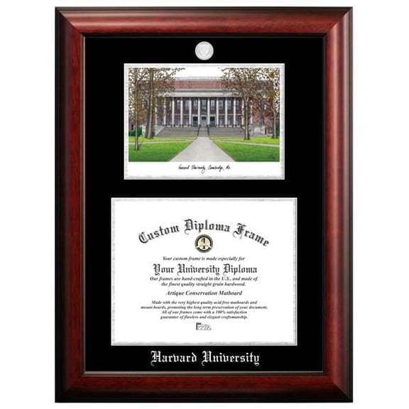 Campus Images MA992LSED-1411 14 x 11 in. Harvard University Silver Embossed Diploma Frame with Lithograph