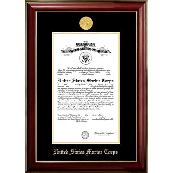 Campus Images MACCL001 10 x 14 in. Patriot Frames Marine Certificate Classic Mahogany Frame with Gold Medallion