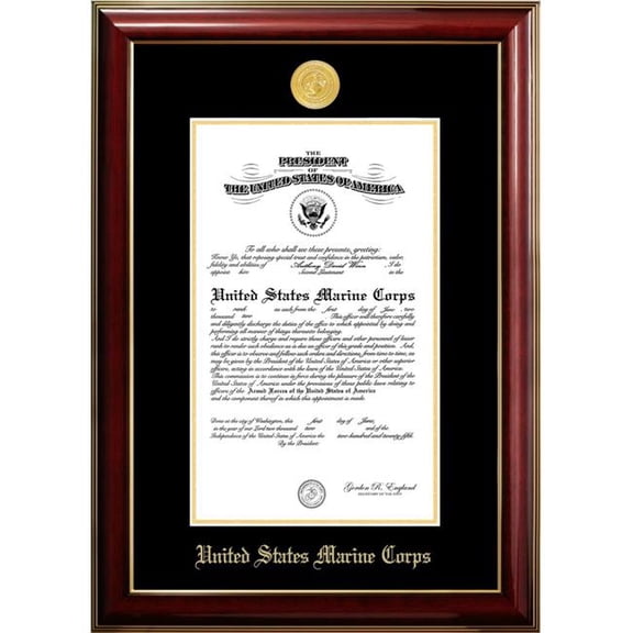 Campus Images MACCL0018x10 8 x 10 in. Patriot Frames Marine Certificate Classic Mahogany Frame with Gold Medallion