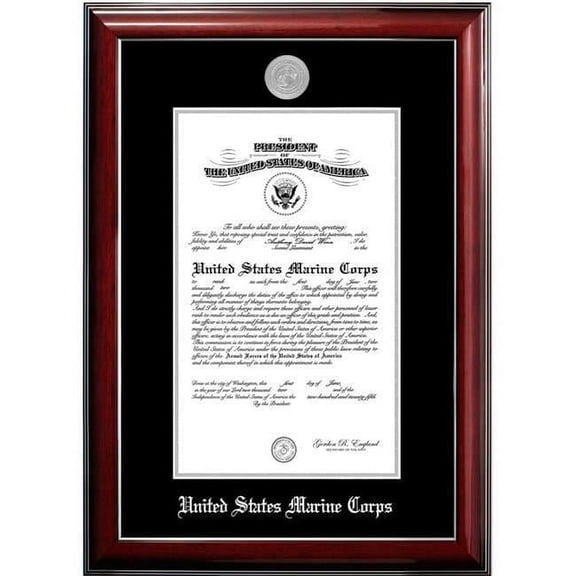 Patriot Frame's Marine 10x14 Certificate Classic Mahogany Frame with Silver Medallion