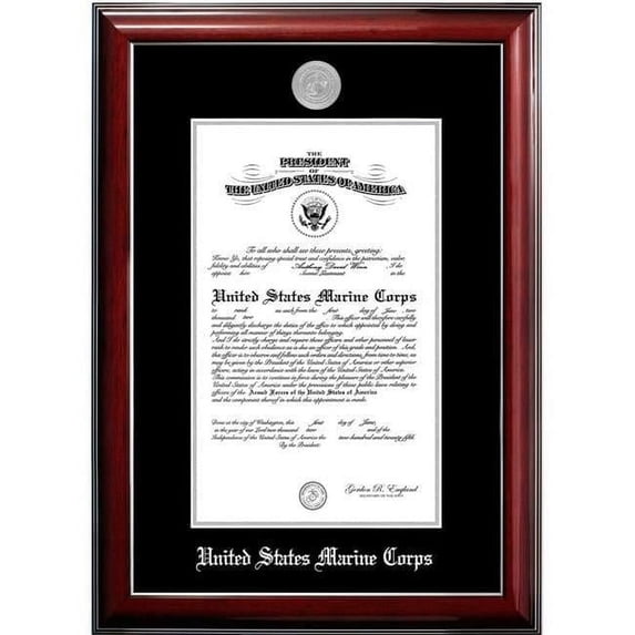 Patriot Frame's Marine 10x14 Certificate Classic Mahogany Frame with Silver Medallion