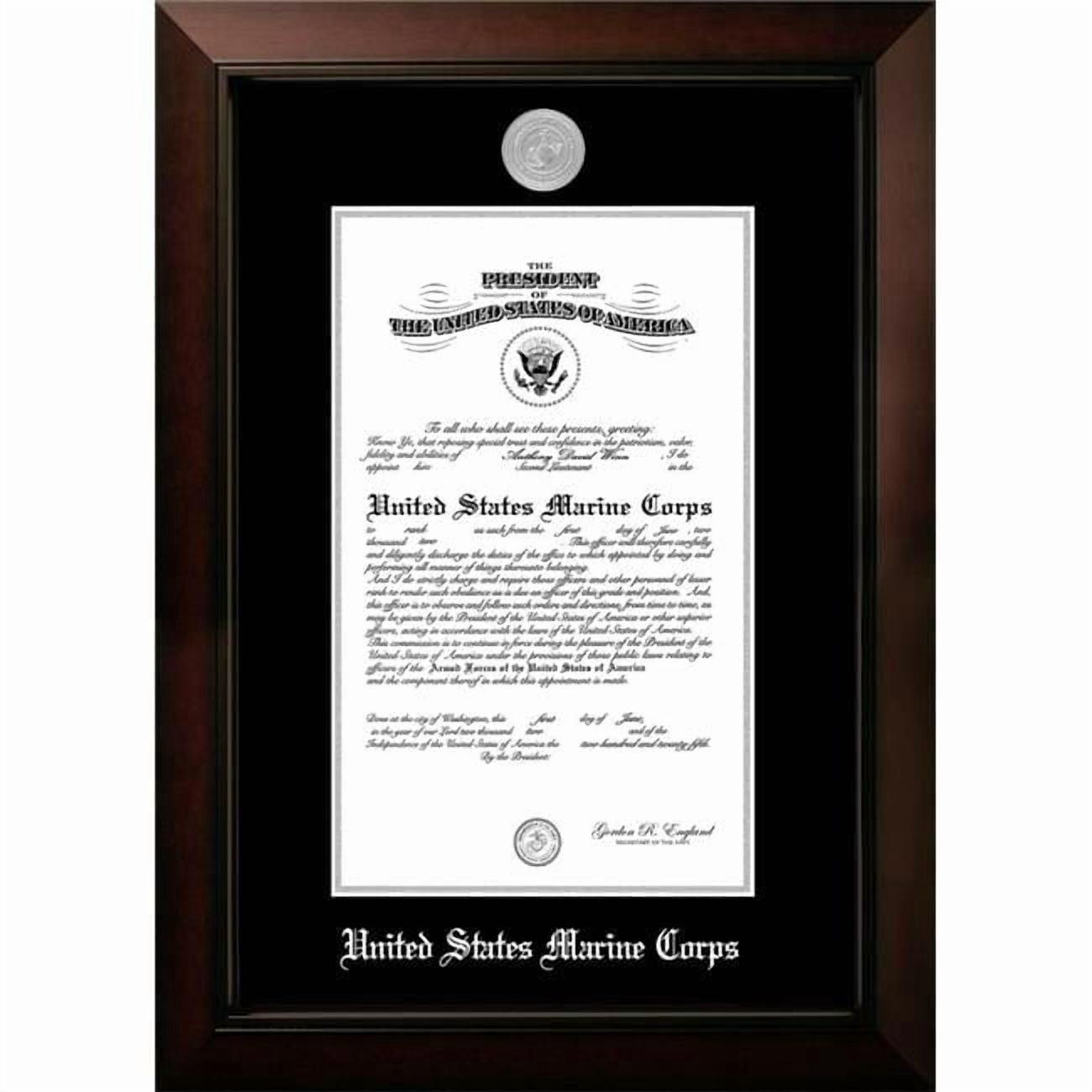 Campus Images MACLG002 10 x 14 in. Patriot Frames Marine Certificate Legacy Black Cherry Frame with Silver Medallion