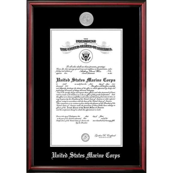 Campus Images MACPT0028x10 8 x 10 in. Patriot Frames Marine Certificate Petite Cherry Frame with Silver Medallion