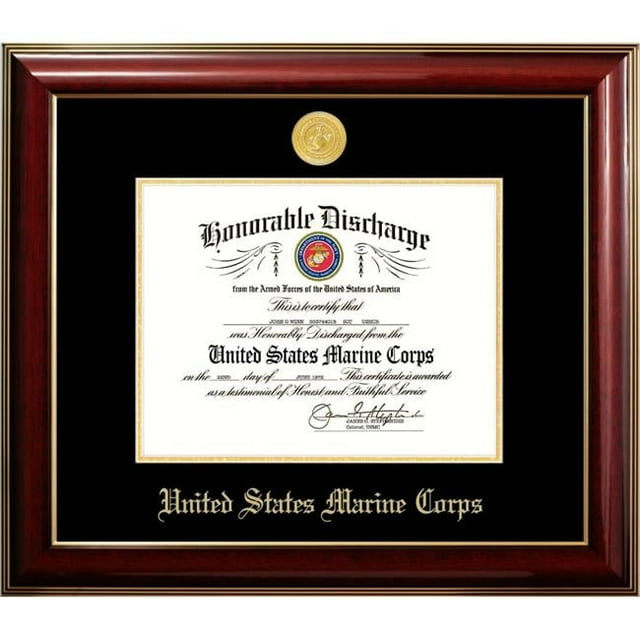 Campus Images MADCL001 8.5 x 11 in. Patriot Frames Marine Discharge Classic Mahogany Frame with Gold Medallion