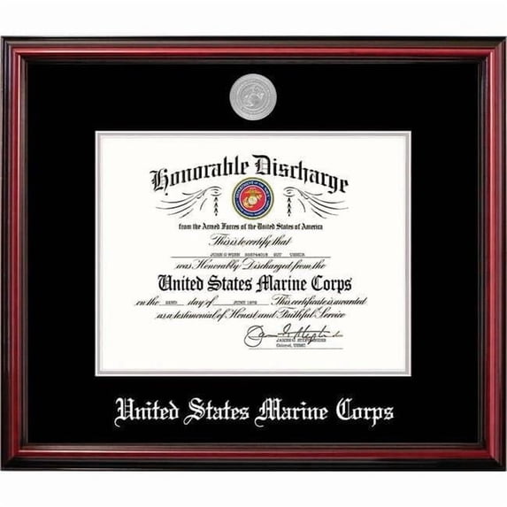 Campus Images MADPT002 8.5 x 11 in. Patriot Frames Marine Discharge Petite Cherry Frame with Silver Medallion