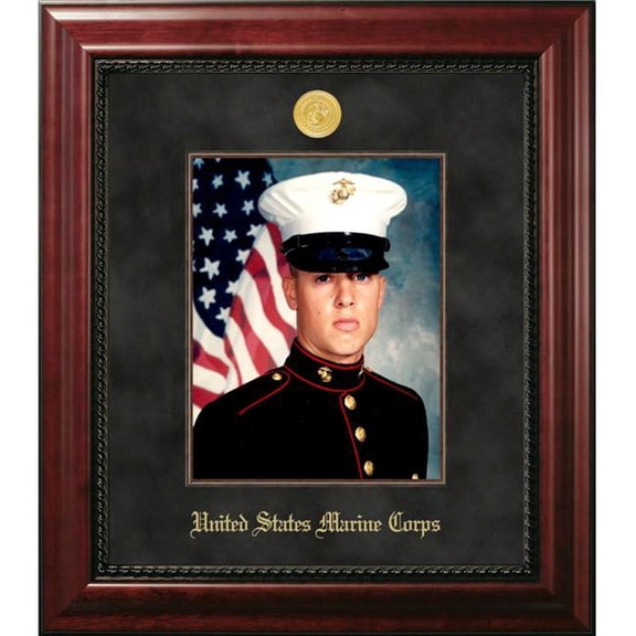 Campus Images MAPEX001 8 x 10 in. Patriot Frames Marine Portrait Executive Mahogany Frame with Gold Medallion