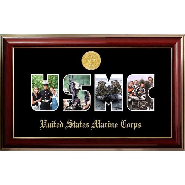 Campus Images MASSCL001S Patriot Frames Marine Collage Photo Classic Mahogany Frame with Gold Medallion