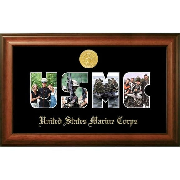 Campus Images MASSW002S Patriot Frames Marine Collage Photo Satin Walnut Frame with Gold Medallion