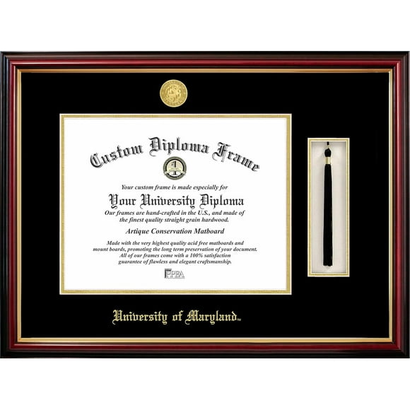 Campus Images MD998PMHGT University of Maryland Tassel Box and Diploma Frame, 13" x 17"
