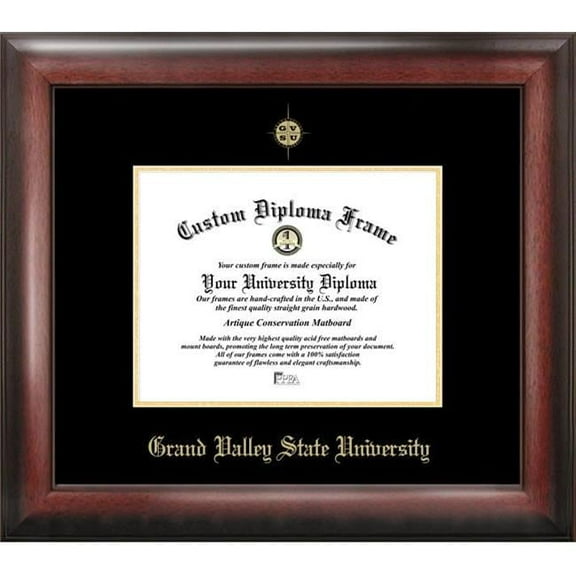 Campus Images MI980GED-108 10 x 8 in. Grand Valley State University Gold Embossed Diploma Frame - Satin Mahogany