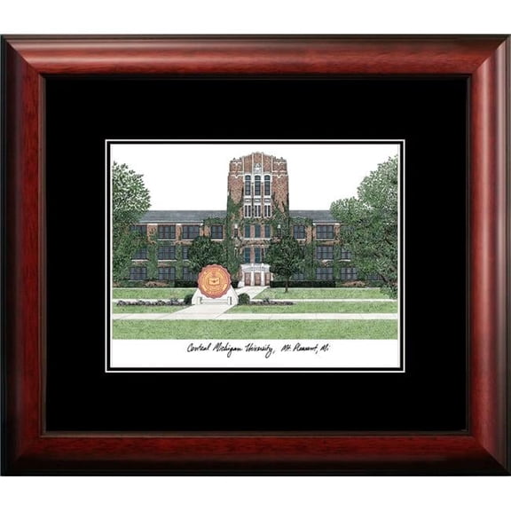 Campus Images MI999A 14 x 18 in. Central Michigan University Academic Satin Mahogany Framed Lithograph