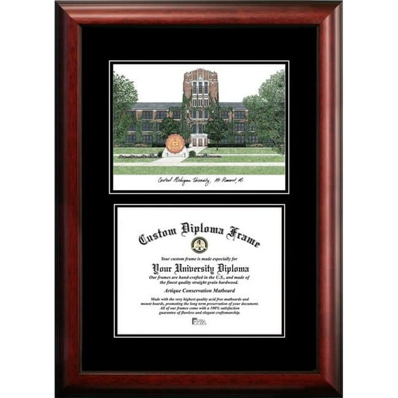 Campus Images MI999D-1185 8.5 x 11 in. Central Michigan University Diplomate Diploma Satin Mahogany Frame