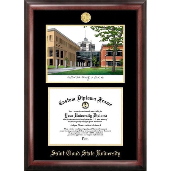 Campus Images MN998LGED-1185 8.5 x 11 in. St. Cloud State Gold Embossed Diploma Satin Mahogany Frame with Lithograph
